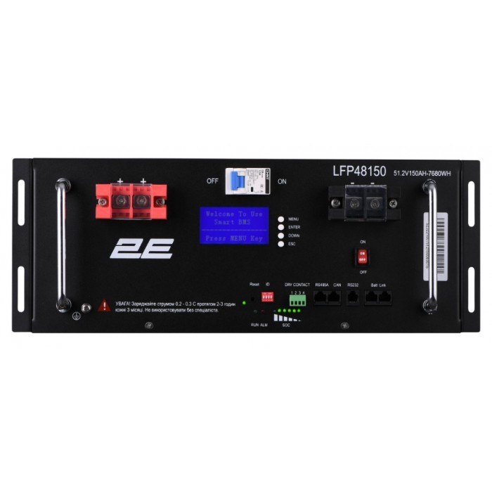 Аккумулятор литиевый 2E LFP48 LiFePO4 48V 150AH 19" Touch-LCD 16S Аккумулятор литиевый 2E LFP48 LiFePO4 48V 150AH 19" Touch-LCD 16S