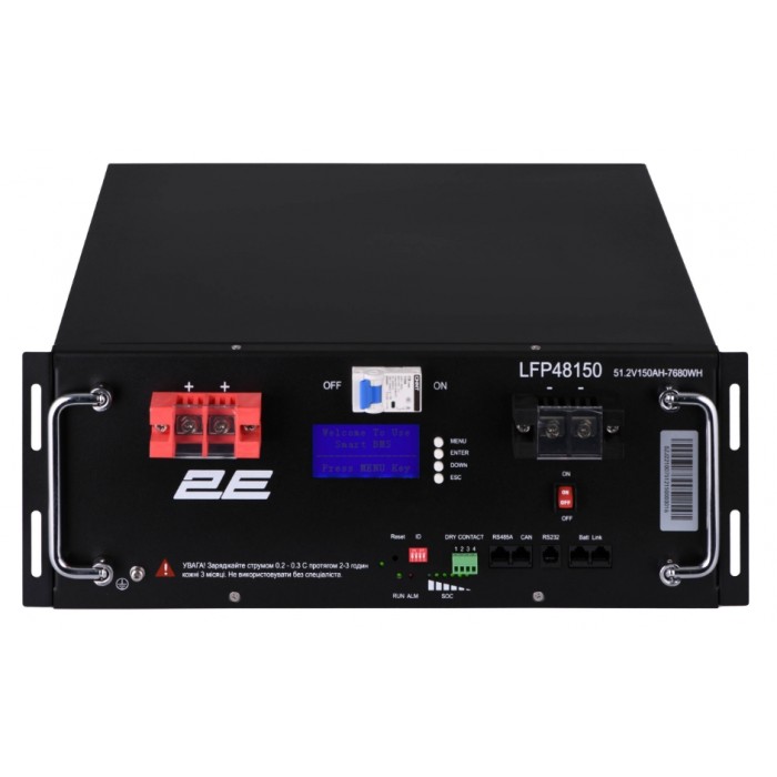 Акумулятор ﻿літієвий 2E LFP48 LiFePO4 48V 150AH 19" Touch-LCD 16S