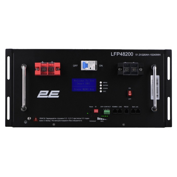 Акумулятор ﻿літієвий 2E LFP48 LiFePO4 48V 200AH 19" Touch-LCD 16S