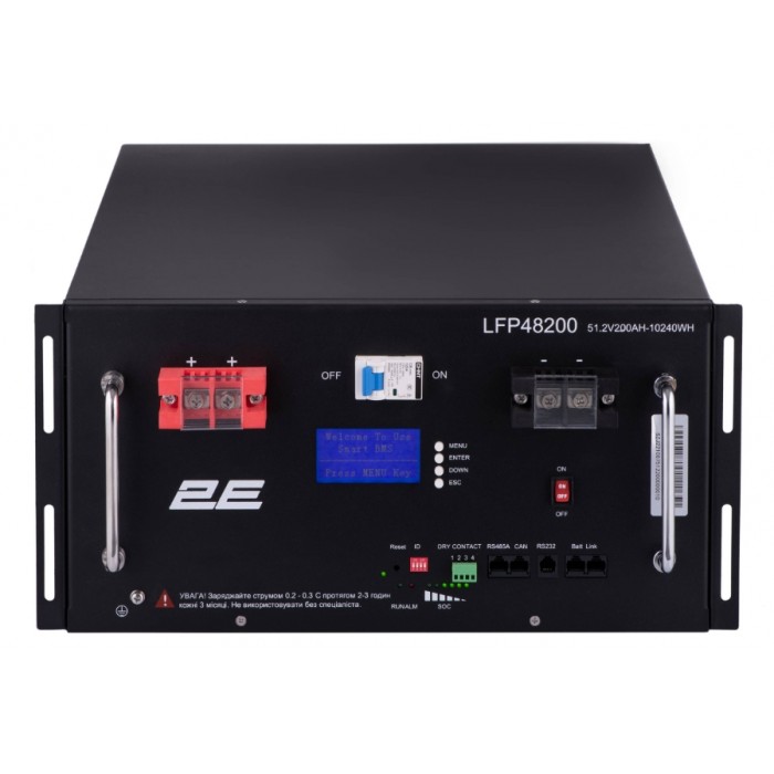 Акумулятор ﻿літієвий 2E LFP48 LiFePO4 48V 200AH 19" Touch-LCD 16S
