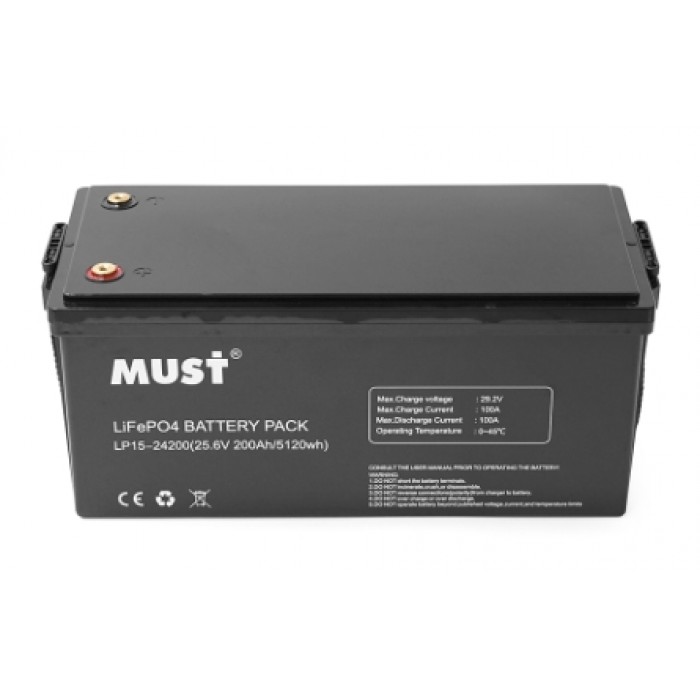 Аккумулятор литиевый Must LP15-24200 LiFePO4 25.6V 200AH 5,12 kW Аккумулятор литиевый Must LP15-24200 LiFePO4 25.6V 200AH 5,12 kW