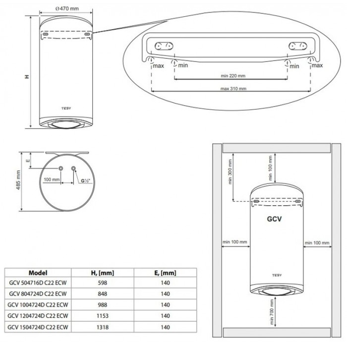 Водонагрівач TESY Modeco Cloud GCV 50 47 16D C22 ECW