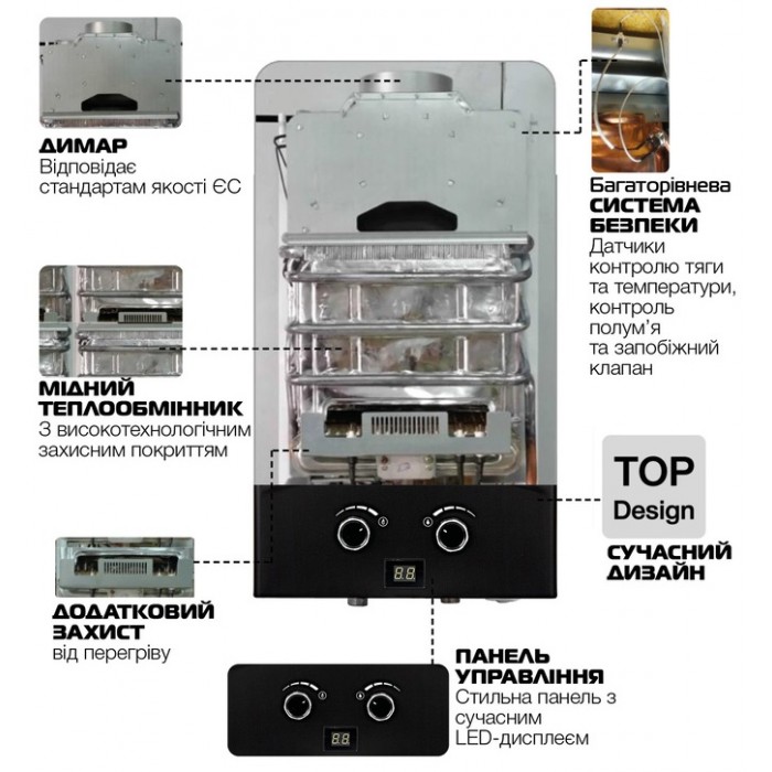 Газовая колонка Mixxus GWH-0210 BASIC BLACK Газовая колонка Mixxus GWH-0210 BASIC BLACK