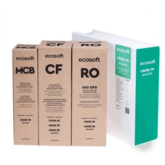 Система зворотного осмосу з мінералізатором Ecosoft CROSS90 Balance (MO3600MPECO) Система зворотного осмосу з мінералізатором Ecosoft CROSS90 Balance (MO3600MPECO)