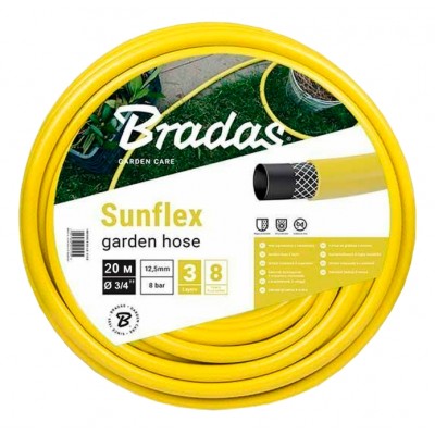 Шланг садовый армированный Bradas SUNFLEX 3/4" - 20м желтый WMS3/420