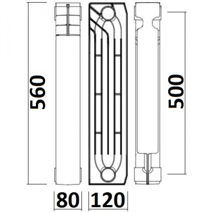 Радіатор біметалічний двотрубний QUEEN THERM 500/120