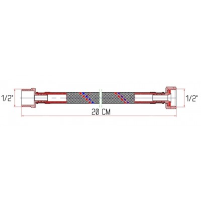 Шланг нержавійка SD Forte 1/2"x1/2" ЗВ 20см SF382W20