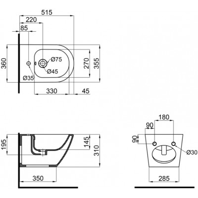 Биде подвесное Qtap Jay QT07555376W