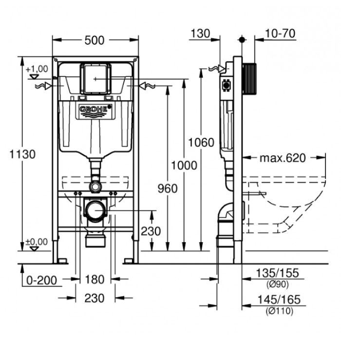 Комплект інсталяція + унітаз GROHE Solido 4 в 1 (39536000)