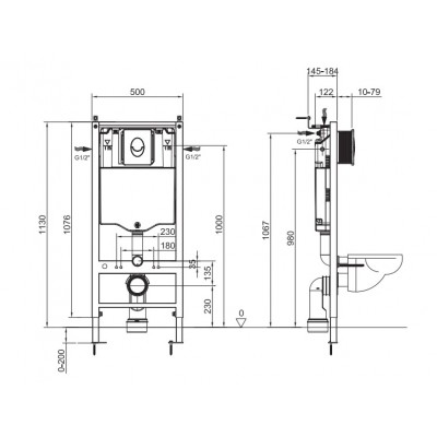 Инсталляция для унитаза Koer KT-0503-01 с панелью смыва KT-0606-01 Хром (KR5347)