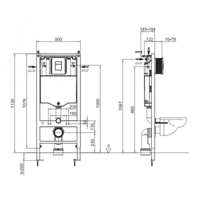 Инсталляция для унитаза Koer KT-0504-01 с панелью смыва KT-0607-01 Хром (KR5348)