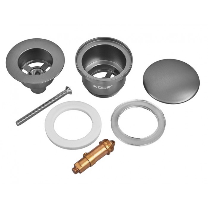Донный клапан для раковины Koer PW-01-07 Click-Clack графитовый (KR3404) универсальный