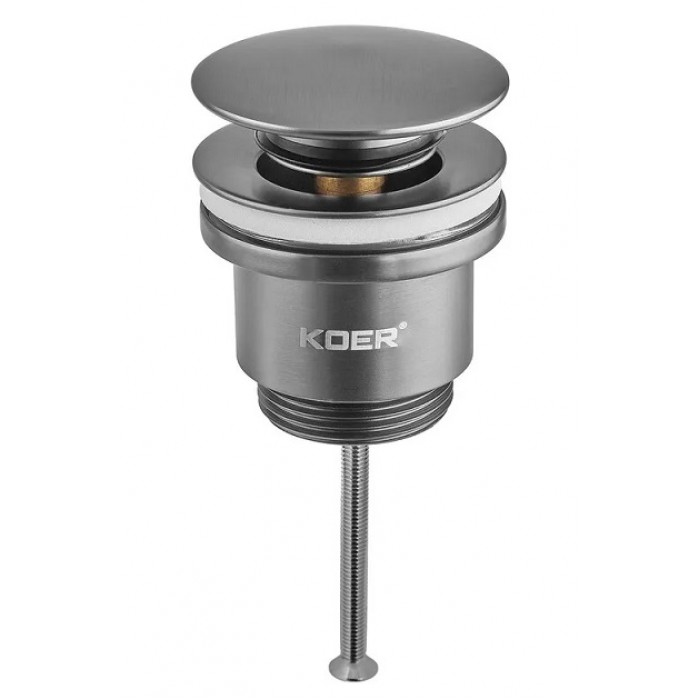 Донный клапан для раковины Koer PW-01-07 Click-Clack графитовый (KR3404) универсальный