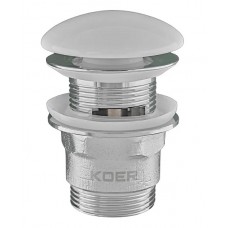 Донный клапан для раковины Koer PW-03-11 Click-Clack белый керамика KR3397 с переливом