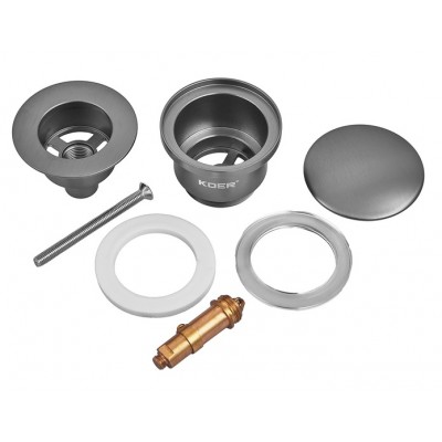 Донный клапан для раковины Koer PW-01-07 Click-Clack графитовый (KR3404) универсальный