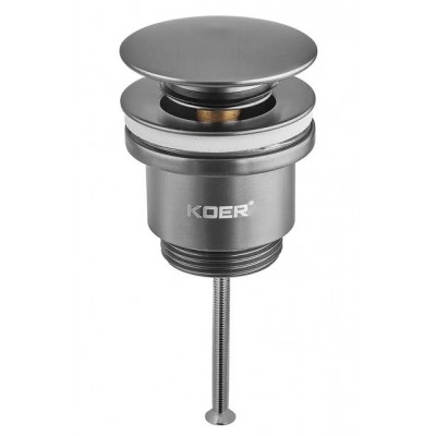 Донный клапан для раковины Koer PW-01-07 Click-Clack графитовый (KR3404) универсальный