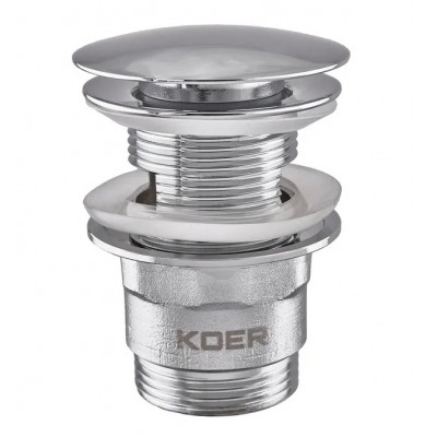 Донный клапан для раковины Koer PW-03-01 Click-Clack хром KR3394 с переливом