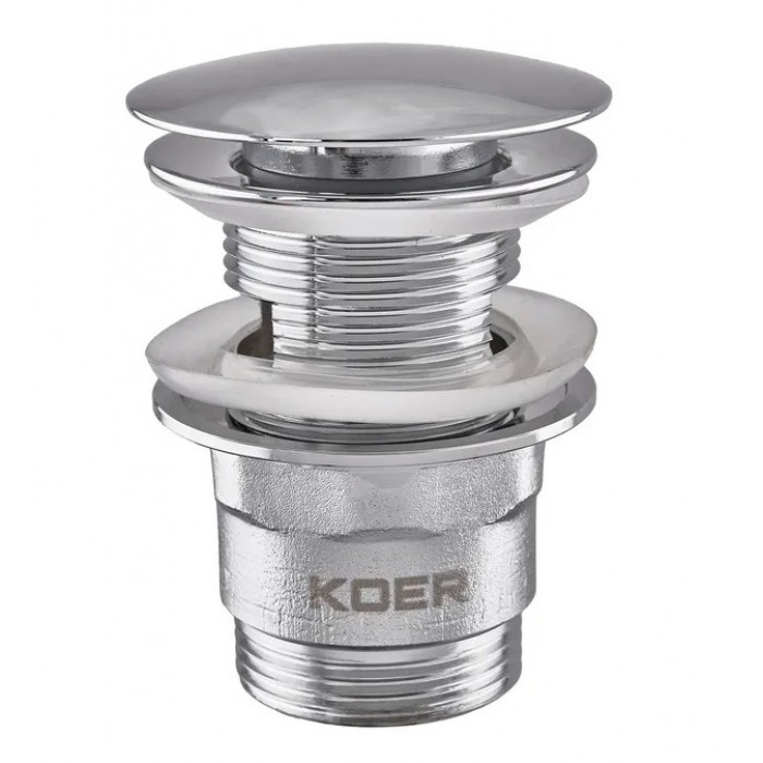 Донный клапан для раковины Koer PW-03-01 Click-Clack хром KR3394 с переливом