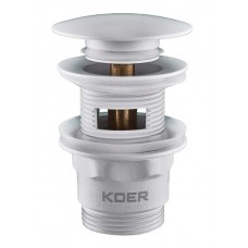 Донний клапан для раковини з переливом Koer PW-03-03 Click-Clack білий 1 1/4'' (KR3395)