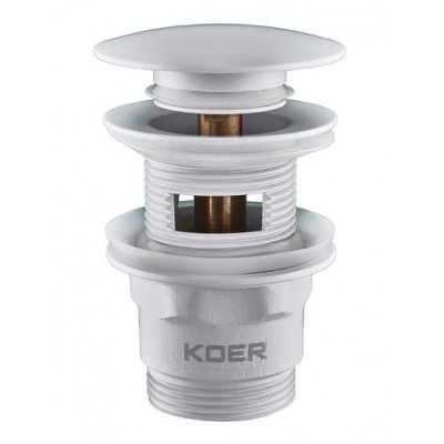 Донный клапан для раковины Koer PW-03-03 Click-Clack белый KR3395 с переливом