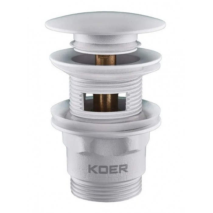 Донный клапан для раковины Koer PW-03-03 Click-Clack белый KR3395 с переливом