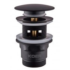 Донний клапан для раковини з переливом Koer PW-03-05 Click-Clack чорний 1 1/4'' (KR3396)