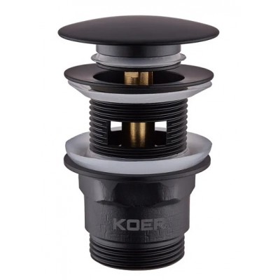 Донный клапан для раковины Koer PW-03-05 Click-Clack черный KR3396 с переливом