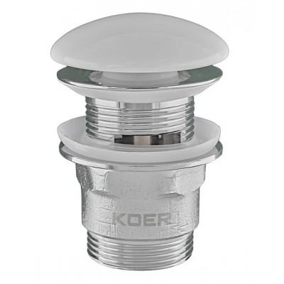 Донный клапан для раковины Koer PW-03-11 Click-Clack белый керамика KR3397 с переливом