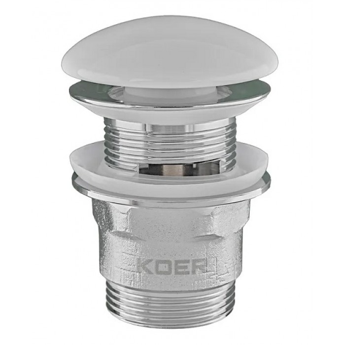 Донный клапан для раковины Koer PW-03-11 Click-Clack белый керамика KR3397 с переливом
