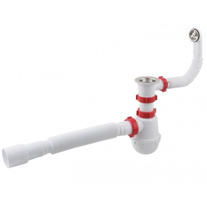 Сифон для кухонної мийки PLM 1 1/2"x40 з переливом 40x40/50 PM 40 SF 20 04