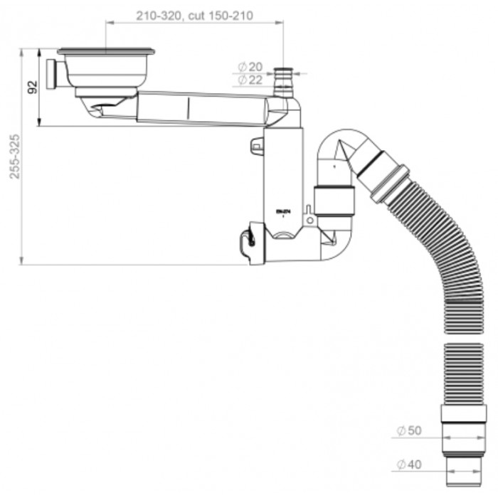 Сифон для кухонної мийки Prevex Smartloc 41K13929