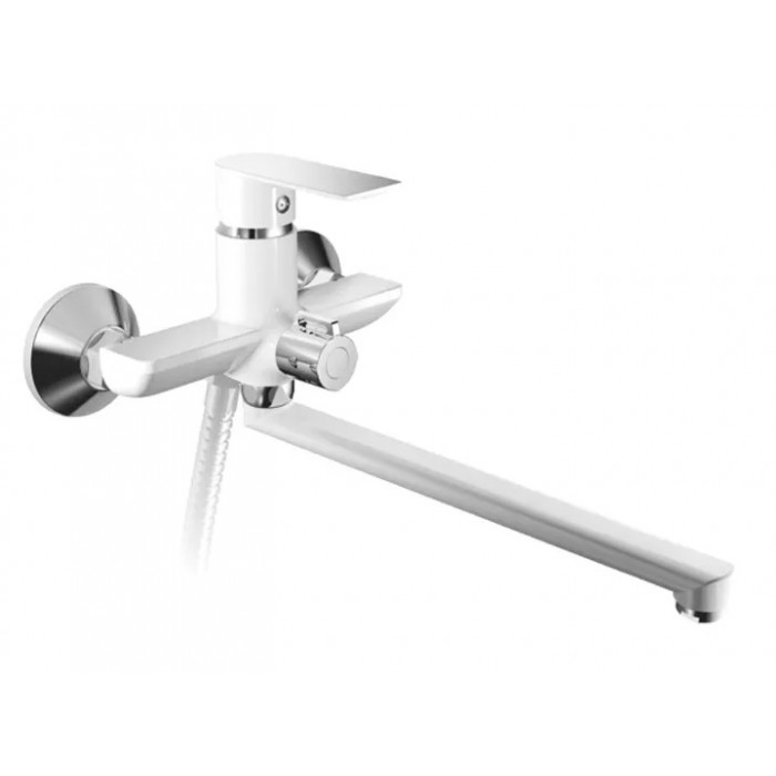 Змішувач для ванни з поворотним виливом Haiba Alex 006 Euro White/Chrome (HB9567) з душовим гарнітуром