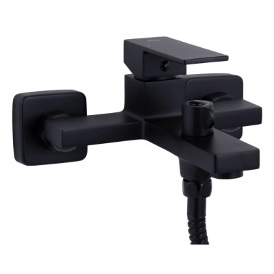 Смеситель для ванны Qtap Gemini QTGEM259BLM45682 Black Matt (c душевым гарнитуром) 