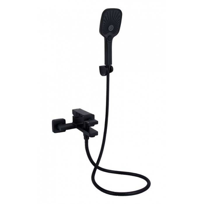 Смеситель для ванны Qtap Gemini QTGEM259BLM45682 Black Matt (c душевым гарнитуром) 