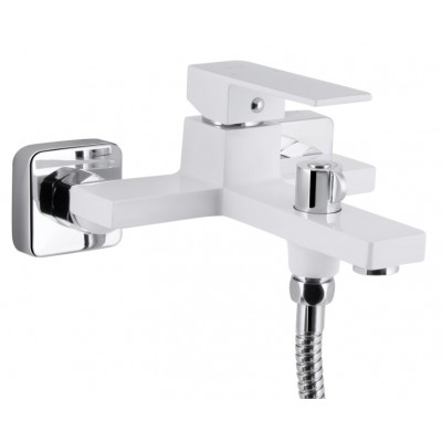 Смеситель для ванны Qtap Gemini QTGEM259CRW45683 Chrome/White (c душевым гарнитуром) 