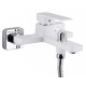 Смеситель для ванны Qtap Gemini QTGEM259CRW45683 Chrome/White (c душевым гарнитуром) 