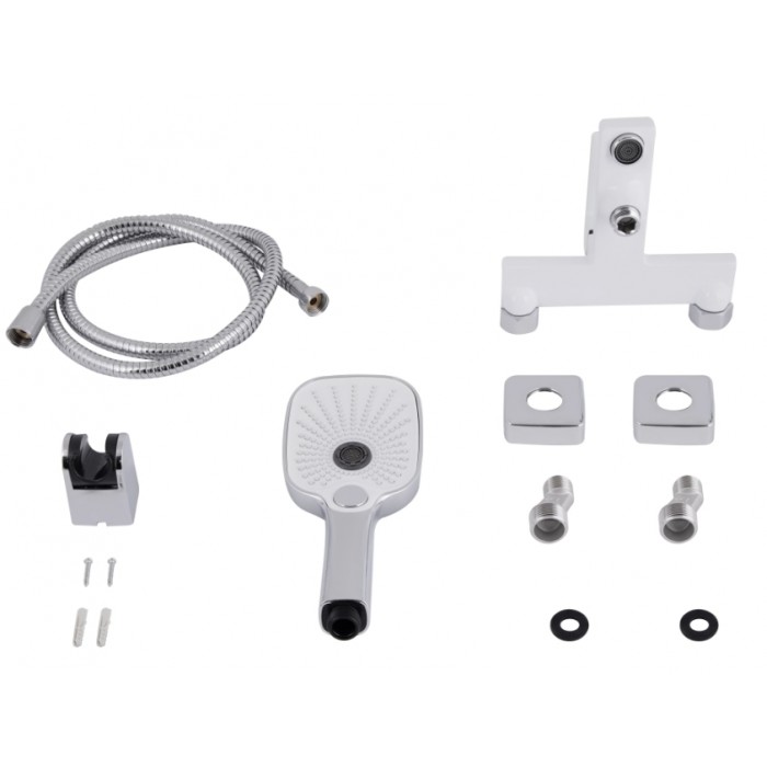 Смеситель для ванны Qtap Gemini QTGEM259CRW45683 Chrome/White (c душевым гарнитуром) 