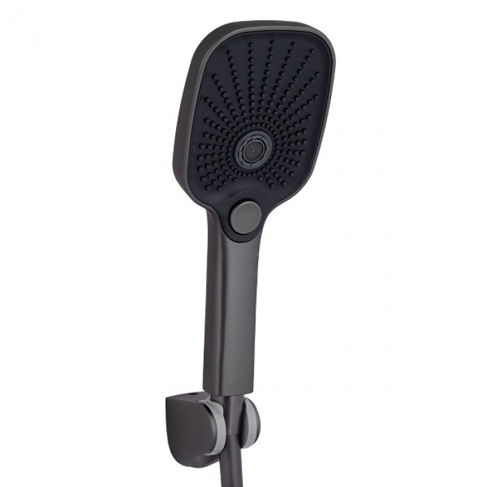 Смеситель для ванны Qtap Gemini QTGEM259GMB45684 Gunmetal Black PVD (c душевым гарнитуром) 