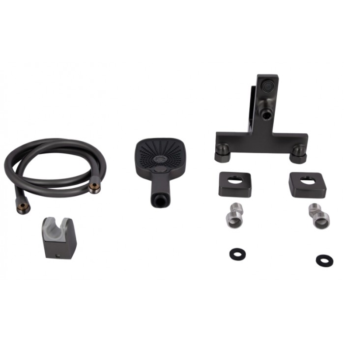 Смеситель для ванны Qtap Gemini QTGEM259GMB45684 Gunmetal Black PVD (c душевым гарнитуром) 