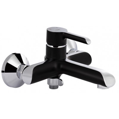 Смеситель для ванны Qtap Grand QTGRABCR006 Chrome/Black (c душевым гарнитуром) 