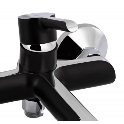 Смеситель для ванны Qtap Grand QTGRABCR006 Chrome/Black (c душевым гарнитуром) 