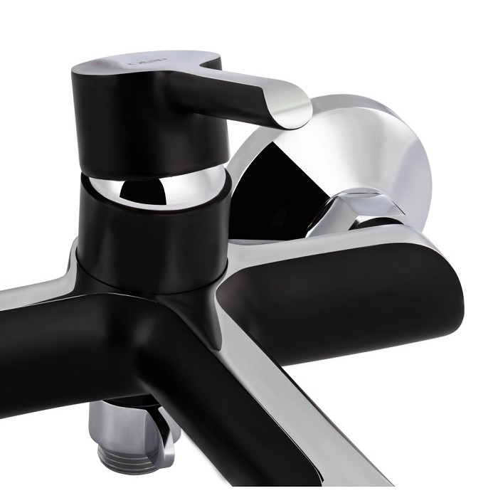 Смеситель для ванны Qtap Grand QTGRABCR006 Chrome/Black (c душевым гарнитуром) 