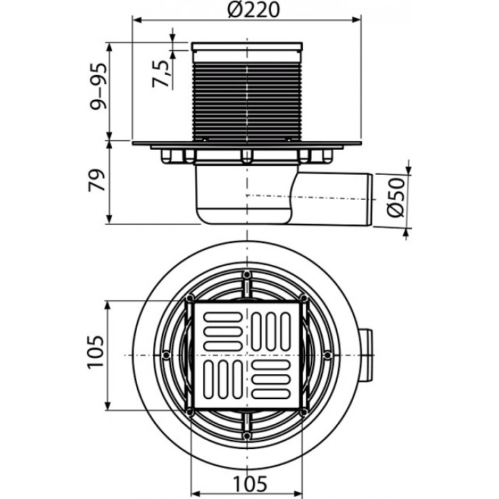 Зливний трап AlcaPlast APV1321 з боковим стоком Зливний трап AlcaPlast APV1321 з боковим стоком