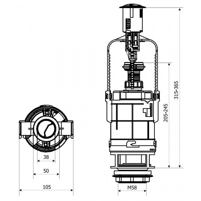 Двофункціональний зливний клапан KK Pol ZSD/206 (350/ZSD/206-00-T0)