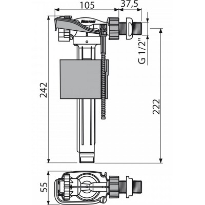Наполнительный клапан AlcaPlast A160 1/2" (боковое подключение)