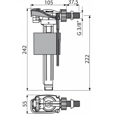 Наполнительный клапан AlcaPlast A160 3/8" (боковое подключение)