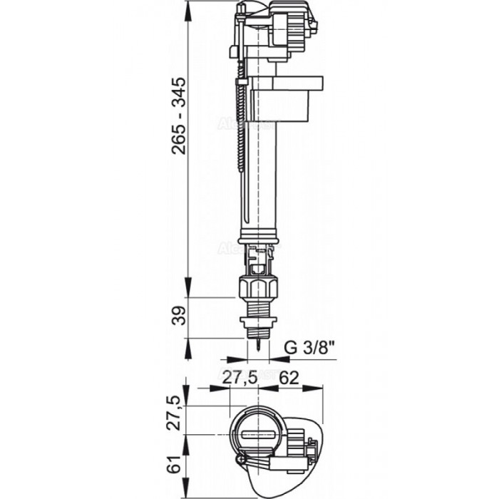 Наполнительный клапан AlcaPlast A17 3/8" (нижнее подключение)