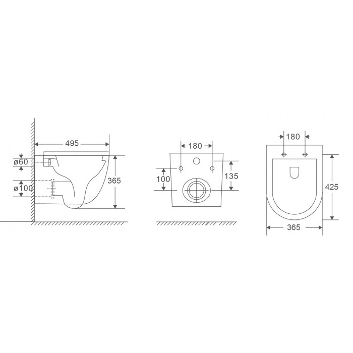 Підвісний безободковий унітаз Mixxus Premium Ellipse-0301-R (MP6460)