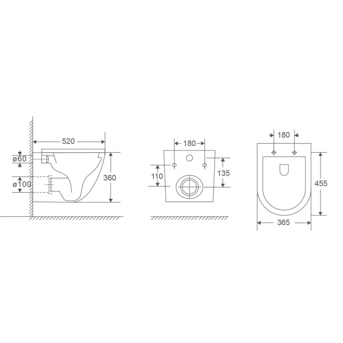 Підвісний безободковий унітаз Mixxus Premium Ellipse-0303-R (MP6463)