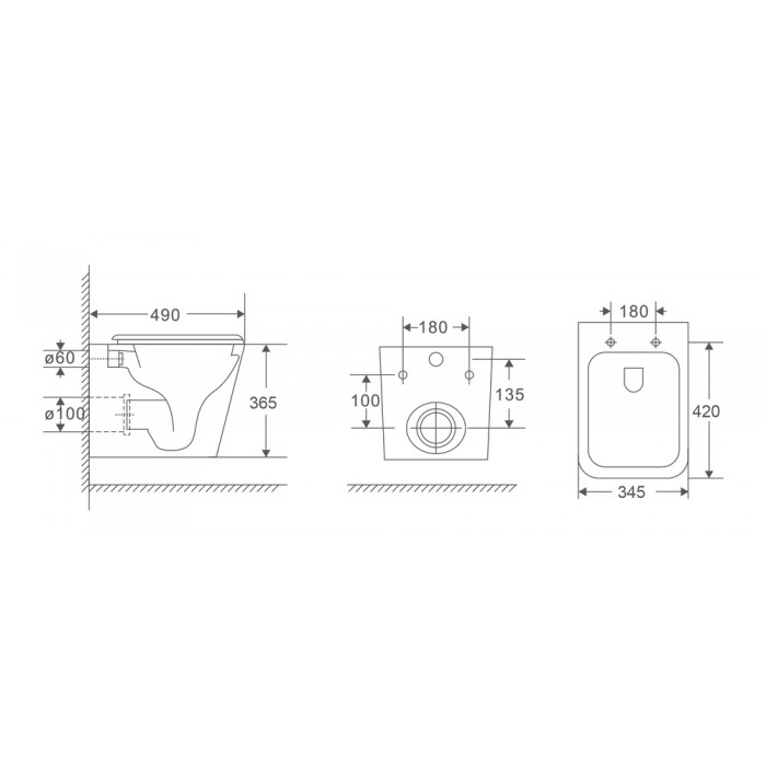 Підвісний безободковий унітаз Mixxus Premium Quadro-0301-R (MP6452)